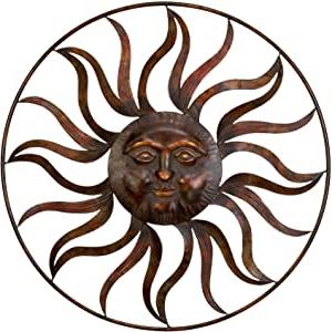 Sun Wall Art Pertaining To Famous Amazon : Large Round Metal Sun Wall Decor Rustic (View 6 of 15)