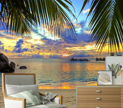 Sunset Wall Art In Well Liked 3D Beach Sunset Sky Self Adhesive Wallpaper Waterproof (View 1 of 15)