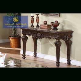 T388 Marble Top Sofa Table Cherry Finish Wood – Best For Most Up To Date Marble Console Tables Set Of  (View 4 of 15)