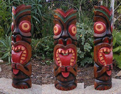 Tongue Tiki Wood Wall Mask Patio Tropical Bar Decor 20 With Newest Tropical Wood Wall Art (View 14 of 15)
