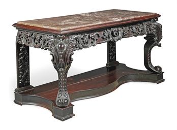 Trendy A Carved Marble Top Hongmu Console Table , 19Th Century With Regard To Marble Console Tables Set Of  (View 6 of 15)