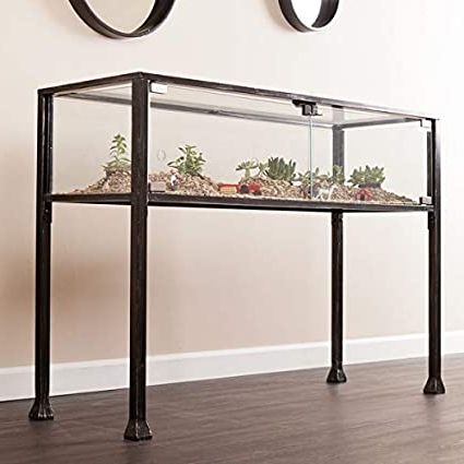 Trendy Amazon: Transitional Rino Brighton Black Metal Display Within Natural And Caviar Black Console Tables (View 4 of 15)