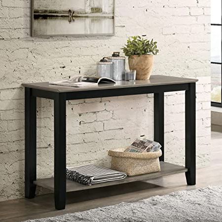 Trendy Amazon: Ukn Transitional Grey And Black Sofa Table In Wood Veneer Console Tables (View 6 of 15)