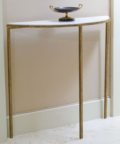 Trendy Faux White Marble And Metal Console Tables Pertaining To Hammered Gold Console 700H:  (View 12 of 15)