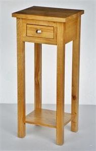 Trendy Light Natural Drum Console Tables Inside New Solid Oak Compact Slim Small Console / Telephone (View 10 of 15)
