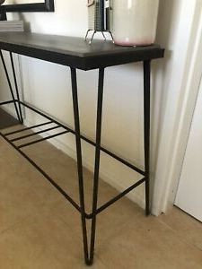 Trendy Mid Century Hairpin Legs Cast Iron Console Side Hall Table Inside Round Iron Console Tables (View 6 of 15)