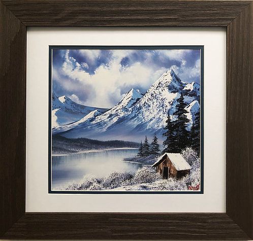 Trendy Natural Framed Art Prints In Bob Ross "Winter Wilderness" Happy Trees Custom Framed Art (View 1 of 15)