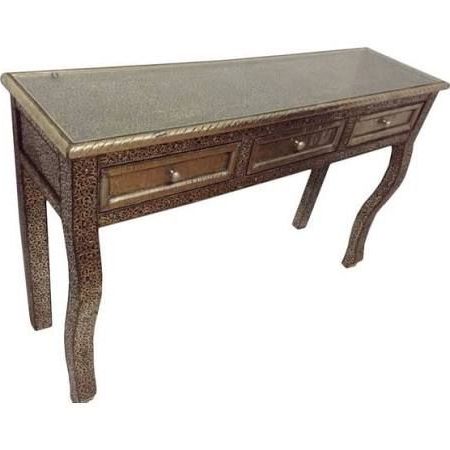 Trendy Silver Console Tables With Regard To Ebay Moroccan Console Table Silver Carved & Etched Metal (View 10 of 15)