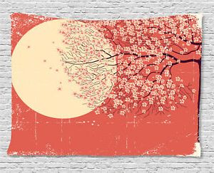 Trendy Tokyo Wall Art Inside Japanese Tapestry Cherry Sakura Blossoms Print Wall (View 3 of 15)