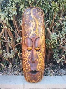 Tribal Primitive African Tiki Wood Wall Mask Patio Pertaining To Favorite Tropical Wood Wall Art (View 11 of 15)