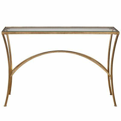 Uttermost Alayna Glass Top Console Table In Gold Intended For Favorite Geometric Glass Top Gold Console Tables (View 14 of 15)