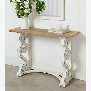 Vintage Country Solid Wood Console Entry Accent Table For Most Recent Metal And Oak Console Tables (View 4 of 15)