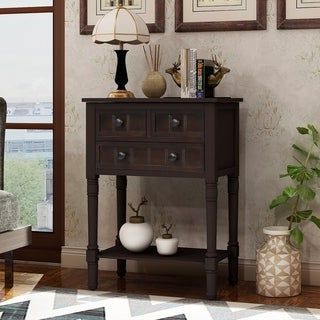 Vintage Gray Oak Console Tables With Regard To Current Merax Narrow Console Table With Three Storage Drawers And (View 9 of 15)