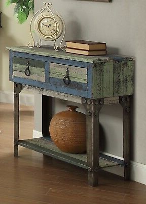 Vintage Rustic Small Console Sofa Table Distressed 2 Intended For 2019 Gray Wood Black Steel Console Tables (View 4 of 15)