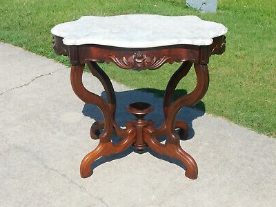 Vintage Victorian Mahogany Marble Top Table Console Hall Throughout Most Current Marble Console Tables Set Of  (View 3 of 15)