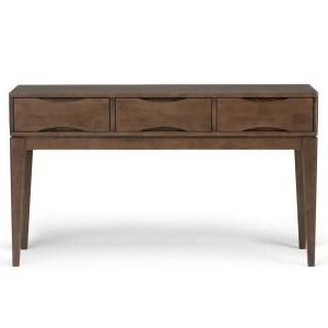 Walnut And Gold Rectangular Console Tables In Recent Simpli Home Harper 54 In (View 10 of 15)