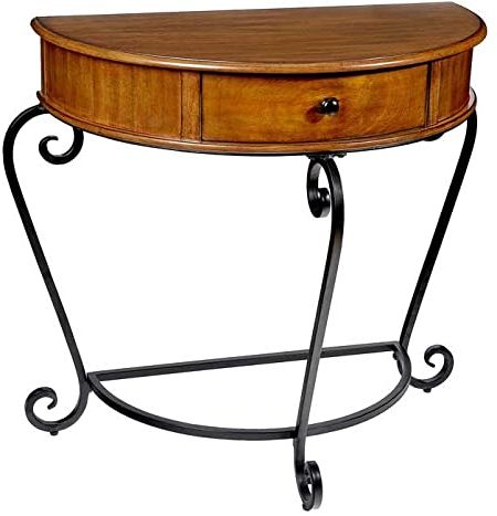 Warm Pecan Console Tables With Regard To Most Current Amazon: Console Hall Table Scroll Leg & Hatbox Half (View 13 of 15)