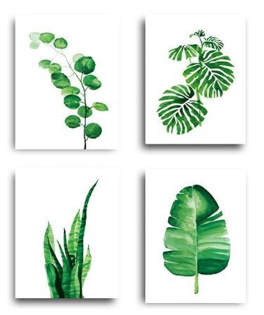 Watercolor Tropical Plants Leaves Wall Art Home Decor For Well Known Minimalism Framed Art Prints (View 9 of 15)