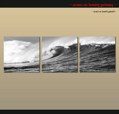 Wave Wall Art In Fashionable Seascape Black And White Waves Canvas Print Painting Home (View 6 of 15)