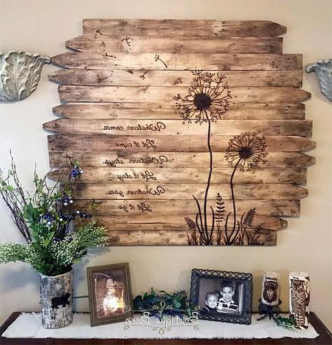 Waves Wood Wall Art Within Newest Dandelion Wall Art Large Square Flower Wood Picture Rustic (View 1 of 15)