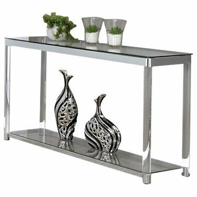 Well Known 1 Shelf Console Tables With Pemberly Row 1 Shelf Glass Top Console Table In Chrome And (View 1 of 4)