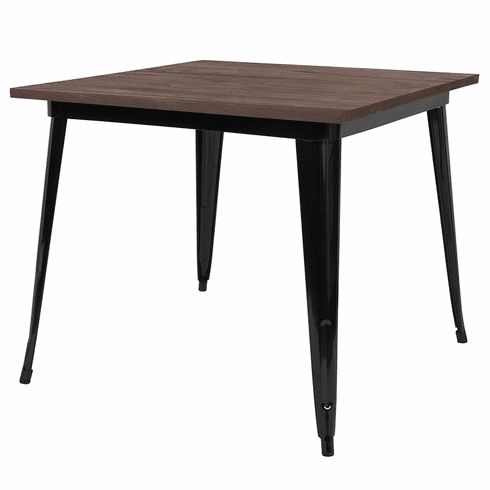 Well Known 36" Square Black Metal Indoor Table With Walnut Rustic Intended For Square Matte Black Console Tables (View 14 of 15)