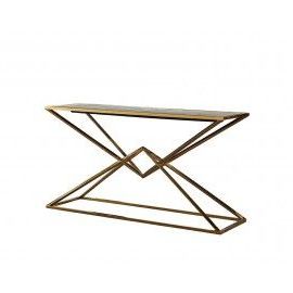 Well Known Geometric Console Tables Within Geometric Gold Metal & Elm Console Table (View 5 of 15)