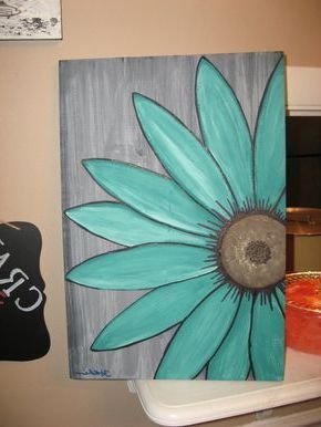 Well Known Minimalist Wood Wall Art Pertaining To Turquoise Flower Daisy Painting Rustic Flower Wood Flower (View 7 of 15)
