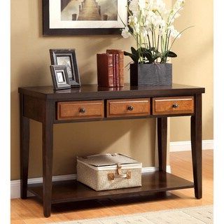 Well Known Open Storage Console Tables In Shop Furniture Of America Dark Oak & Cherry Sente (View 8 of 15)