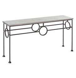 Well Known Oval Aged Black Iron Console Tables Intended For Westerly Industrial Zinc Wrapped Iron Console Table (View 3 of 15)