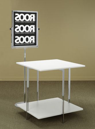 Well Known Square Display Table – White Melamine/Polished Chrome With Regard To Polished Chrome Round Console Tables (View 7 of 15)