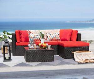 Well Liked 5 Piece Console Tables Throughout 5 Piece Patio Furniture Sets All Weather Outdoor Sectional (View 6 of 15)