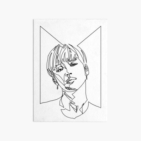 Well Liked Line Art Wall Art Within "Jimin Bts Line Art" Art Board Printneptunedesigns (View 12 of 15)