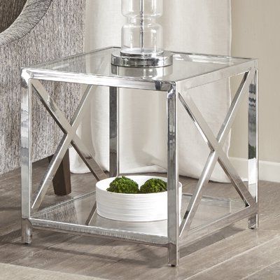Well Liked Orren Ellis Earleen End Table Color: Polished Chrome Plate Throughout Chrome And Glass Modern Console Tables (View 11 of 15)