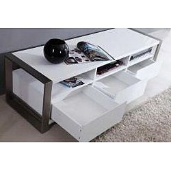 Well Liked Shop 'Adrianna' White High Gloss Stainless Steel Tv Stand Within Gloss White Steel Console Tables (View 7 of 15)