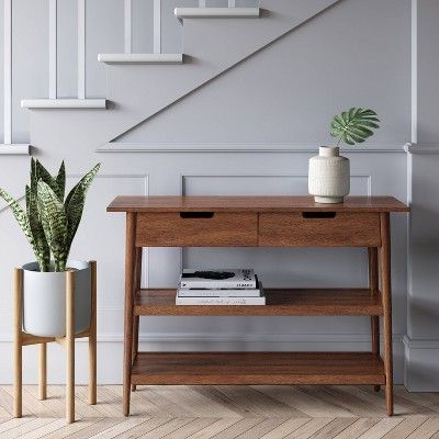 Well Liked Wood Console Tables Pertaining To Ellwood Wood Console Table With Drawers Brown – Project  (View 5 of 15)