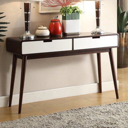 White Geometric Console Tables With Newest Sofa Table Espresso & White – Walmart In  (View 7 of 15)
