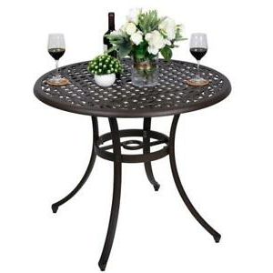 Widely Used 36 Inch Outdoor Round Patio Aluminum Bistro Table With Pertaining To Antique Brass Aluminum Round Console Tables (View 8 of 15)
