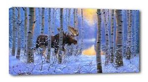 Widely Used 4 Sizes  Moose In Snow Canvas Print Wall Decor Art Giclee In Snow Wall Art (View 8 of 15)