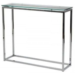 Widely Used Chrome And Glass Modern Console Tables With Regard To Sandor Console Table (Clear/Chrome) (30.31"H X  (View 13 of 15)