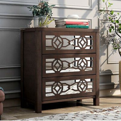 Widely Used Entryway Wood Storage Cabinet With 3 Drawers&Mirror Accent Inside Espresso Wood Storage Console Tables (View 13 of 15)