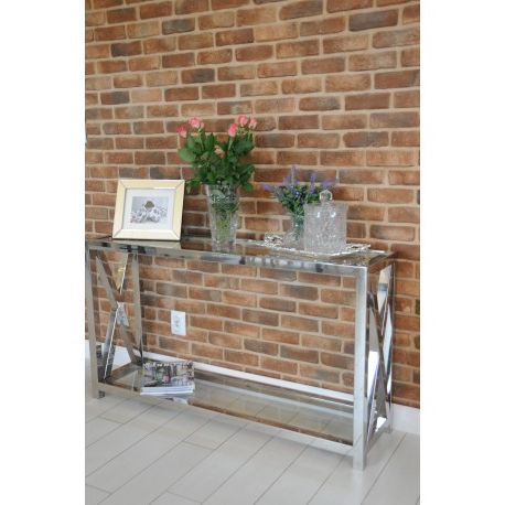 Widely Used Joanne Console Table In Polished Stainless Steel With Regarding Glass And Stainless Steel Console Tables (View 1 of 15)