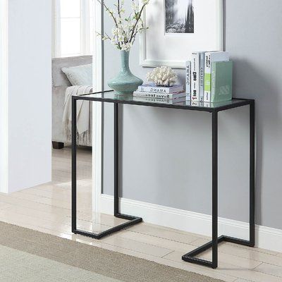 Zipcode Design™ Royalston 38 Glass Top Console Table Throughout Best And Newest White Geometric Console Tables (View 5 of 15)