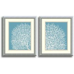 2 Piece Circle Wall Art Intended For Most Recent \''aqua Coral'' 2 Piece Framed Wall Art Set (View 12 of 15)