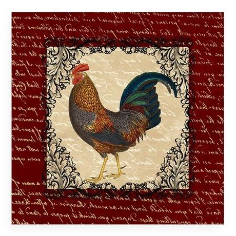 2017 Red Vintage Rooster Sticker (square) Red Vintage Rooster Sticker For Antique Square Wall Art (View 3 of 15)