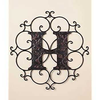 2018 Amazon: Personalized Metal Embossed Monogram Wall Hanging (h): Home With Regard To Etched Metal Wall Art (View 4 of 15)