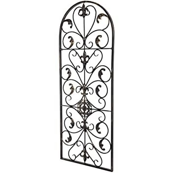 2018 Black Antique Silver Metal Wall Art Throughout Amazon: Kchex Arched Wrought Black Iron Wall Art Sculpture Vintage (View 3 of 15)