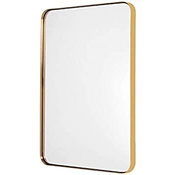 2018 Brushed Gold Wall Art With Regard To Amazon: Bathroom Mirror For Wall, Brushed Gold Metal Frame 22" X  (View 12 of 15)