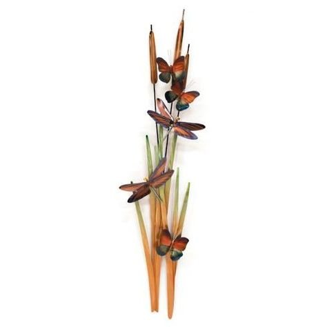 2018 Set Of Two Dragonfly & Cattails Wall Decorcopper Art (View 8 of 15)