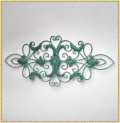 2018 Teal Scrolled Wall Oblong Metal Medallion Entryway Dining Living Home Throughout Teal Metal Wall Art (View 7 of 15)